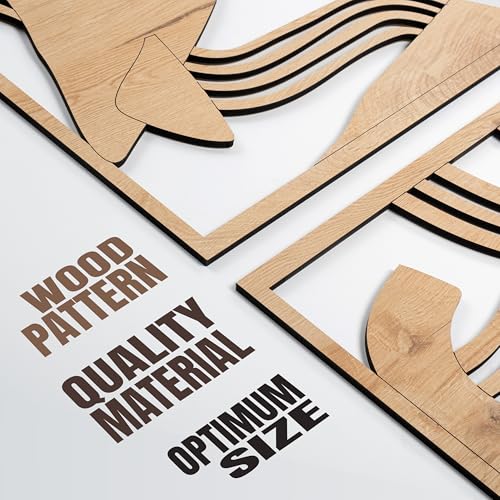 qmmp Modern Wooden Wall Sculptures - Set of 3 - Home Decor Accent - Large Wall Art for Living Room, Bedroom, Office - Easy Installation (Oak, Large - Abstract Shapes) - color: Oak, size: Large - Abstract Shapes