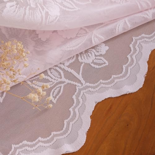 Pink Floral Lace Stall Shower Curtain with Valance 36x72 Inch 1 Panel - color: Pink, size: 36"W x 72"L (Pack of 1)