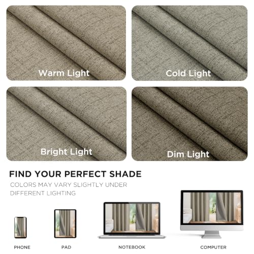 Joydeco 100% Blackout Curtains for Bedroom - Nature Linen 84 Inch Long - color: Linen, size: 52"W x 84"L (Pack of 2)
