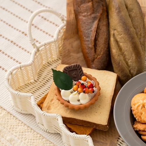 GRANNY SAYS Scalloped Edge Serving Tray, Wicker Coffee Table Tray - color: Off White, size: 15¾"L x 11½"W x 2¼"H