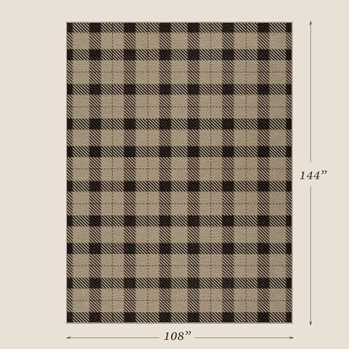 JTJ Easy Jute Outdoor Rug 9x12 for Patio, Washable Black & Beige Plaid Area Rug for Backyard, Large Indoor Outdoor Farmhouse Rug for Living Room, Bedroom and Dining Room - color: Beige Plaid, size: 9' x 12' (Rectangular)