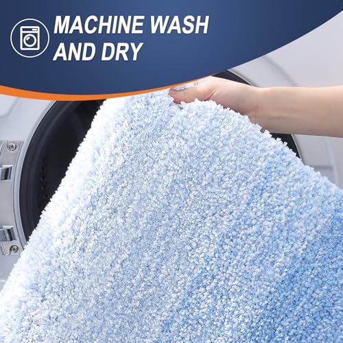 OLANLY Small Bathroom Rugs 24x16, Extra Soft Absorbent Microfiber Bath Rugs - color: Light Blue, size: 24" X 16"