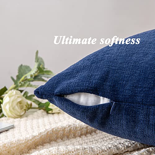 GAWAMAY Navy Blue Chenille Throw Pillow Covers 26x26 Set of 2 for Couch - color: Navy Blue, size: 26" x 26" (Pack of 2)