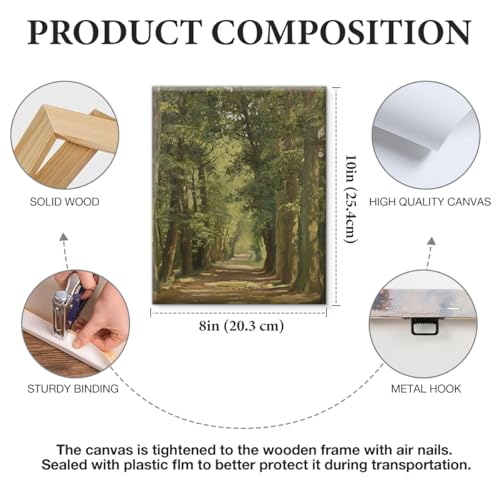 APOHBGV Forest Path Canvas Wall Decor, Rustic Woodland Tree Landscape Art, Nature Scenery Artwork Suitable for Living Room Bedroom Bathroom Office Home Decoration, 8x10 Inch - color: Home11