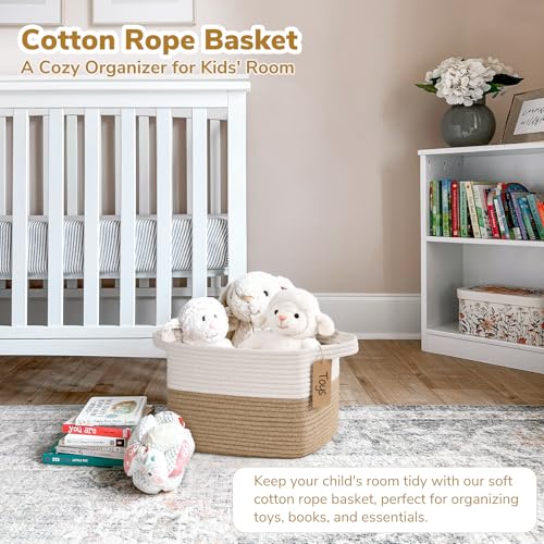 Goodpick Woven Rope Storage Basket for Shelves, Rectangle, Jute - color: Jute, size: 13"L x 10"W x 9"H