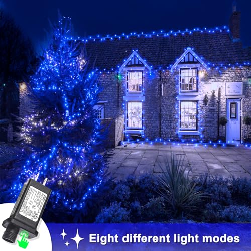 197FT 600 LED Christmas Lights Outdoor, Blue String Lights Indoor - color: Blue, size: 197FT 600LED