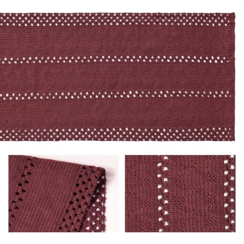 Artoid Mode Red Woven Farmhouse Hollow Table Runner 12x36 Inch - color: Red, size: 12" x 36", Table Runner