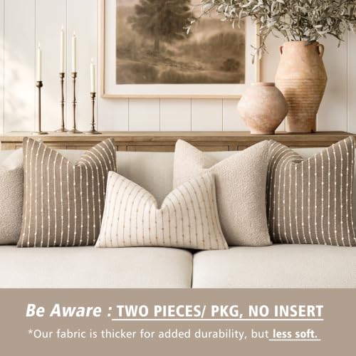 Foindtower Boho Striped Boucle Lumbar Throw Pillow Covers 12x20 Taupe Gray - color: Taupe Gray, size: 20" x 12" (Pack of 2)