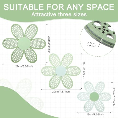 Maitys 3 Pcs Boho Daisy Flower Wall Decor Nursery Art, Gradient Sage Green - color: Gradient Sage Green