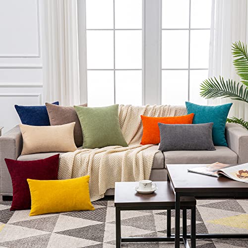 GAWAMAY Beige Chenille Throw Pillow Covers 22x22 Set of 2 for Couch - color: Beige, size: 22" x 22" (Pack of 2)