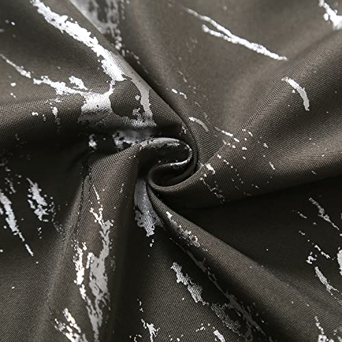 Taisier Home Silver Foil Print Linen Textured Curtains Geometric Marble Pattern Design Curtains for Living Room Thermal Insulated Window Treatment 2 Panels 84" L,Dark Grey and Silver Curtain Print - color: Dark Grey/Silver, size: 52"W x 84"L (Pack of 2)