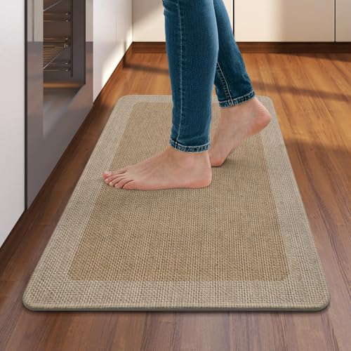 Kitchen Rugs, Non Slip Rubber Backing Kitchen Mat, 17"x30", Brown - color: Brown, size: 17"x30"