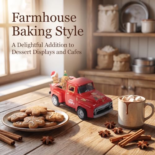 Christmas Red Gingerbread Pickup Truck Table Decor - color: Red
