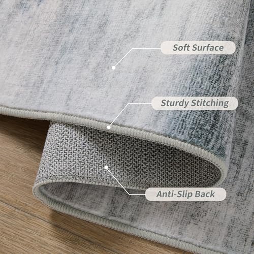 Tangsoo Abstract 2.6x8 Washable Runner Rug for Hallways,Non Slip Runner Rug - color: Ash Grey, size: 2'6" X 8' (Runner)