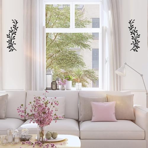 Lunstica 2-Piece 16x6 inch Metal Tree Leaf Wall Decor Vine& Olive Branch Leaf Wall Art Decor: Ideal for Living Rooms, Hallways, & Outdoor Spaces, Doors or Walls(Black) - color: B01