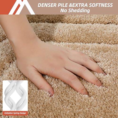 COSY HOMEER Plush Non-Slip Bath Mat, Beige, 24" x 60" - color: Beige, size: 24" x 60" (Oval)