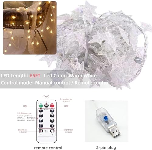 4-Opening Mosquito Net Bed Canopy with 66ft LED Lights, White - color: White+lights