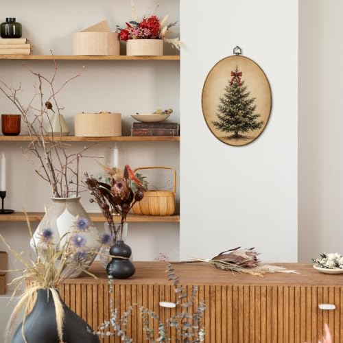 Mcehtle Coquette Red Bow Christmas Pine Tree Wall Art Decor Framed 8.6x11.4 - color: 46