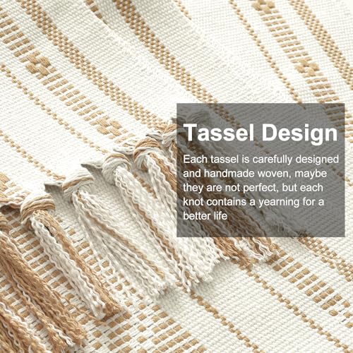 OTOSTAR Khaki Table Runner 13x48 Inches Boho Rustic Table Runner with Tassels Farmhouse Kitchen Dining Macrame Table Decoration for Christmas Home Wedding Party Birthday Holiday Decor (Khaki) - color: Khaki, size: 13"×48"
