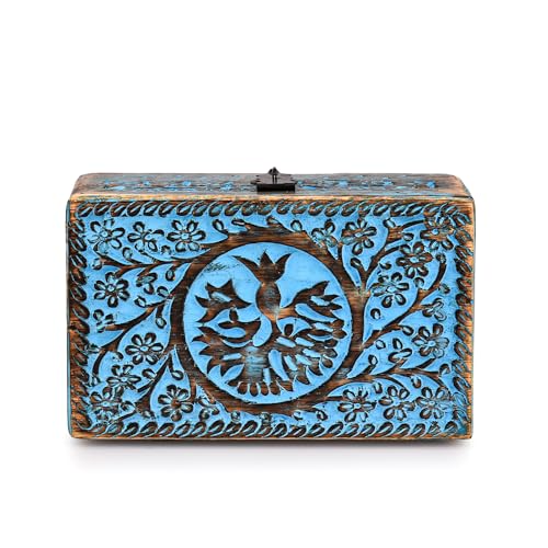 |Wooden Jewelry Box, Tarot Box, Celestial Home Decor, Witch Box, Tree of Life, Trinket Box |Size- 8" x 5" x 2.5",| Decorative Storage Bin