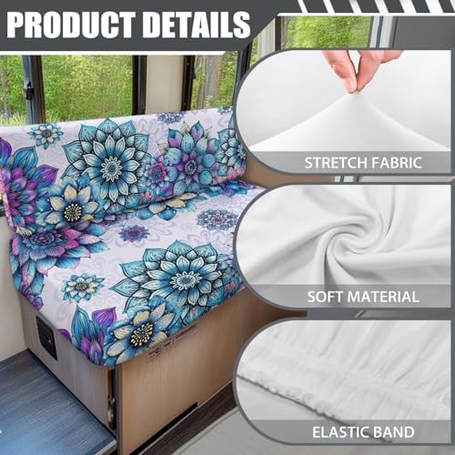 Boho Mandala Flower RV Dinette Cushion Covers Wear-Resistan Camper Seat Covers Dinette Booth Stretch RV Couch Cover Include 1 Backrest Covers and 1 Bench Covers - color: Boho Mandala Flower