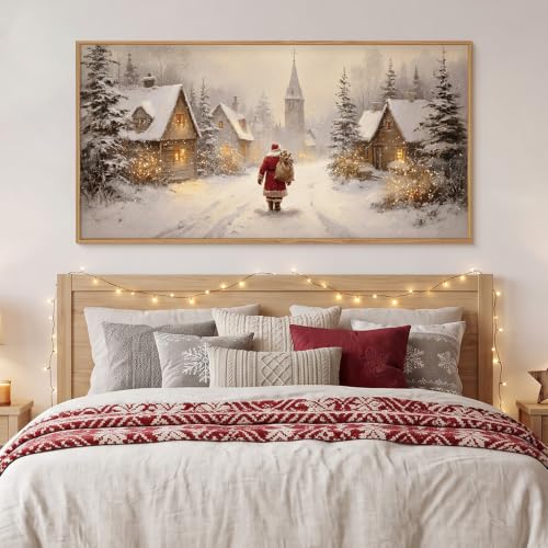 Large Christmas Santa Claus Framed Canvas Wall Art Set-40"x20"x1 - color: Christmas Santa Claus Wall Art, size: 40"L x 20"W