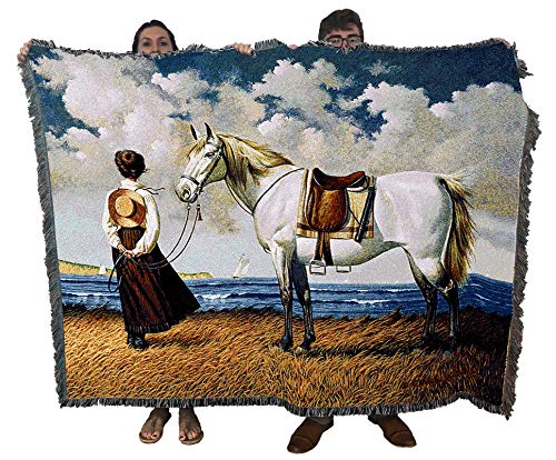 Pure Country Weavers Sea Captain's Wife Abiding Blanket by Charles Wysocki - Early America Coastal Ocean Beach Gift Tapestry Throw Woven from Cotton - Made in the USA (72x54) - color: Sea Captain's Wife