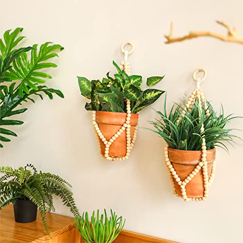 Artilady Beaded Plant Hanger, Macrame Hanging Planter for Indoor Plants - color: Burlywood Color