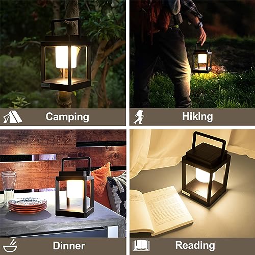 Solar Lantern Outdoor Table Lamp, Cordless Rechargeable Light