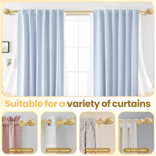 28"-84" Gold Double Layered Rod, Pine Cone Finials - color: Gold, size: 28"-84"
