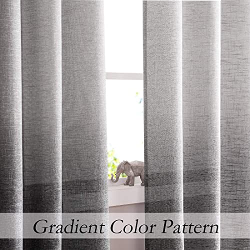 Central Park Ombre Semi Sheer Curtain, Cream White to Gray, 50" Wx63 Lx2 - color: Grey, size: 50"W x 63"L (Pack of 2)