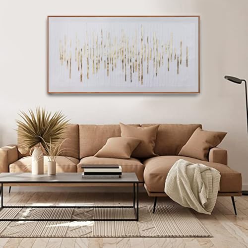 Wall Art Framed Ready To Hang Home Decor Artwork White Background Golden Decoration Golden Years Wall Art Prints Canvas Painting For Living Room Bedroom Office Decoration 24"X 48" - color: White and Gold, size: 48"L x 24"W