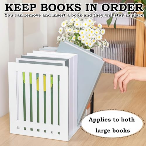 4 Pcs 10 Inch Heavy Duty Bookends Non-Skid Base, White - color: White, size: 10 Inch