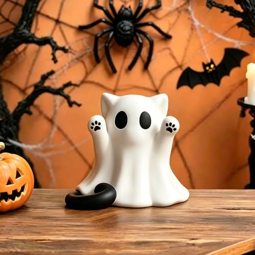 1 Pcs Halloween Ghost Figurine Spooky Unique Cat Mini Figurines - color: Styl 1