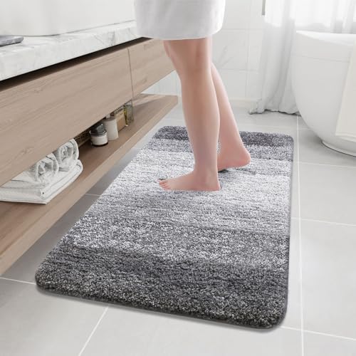 Arotive Microfiber Bathroom Rugs, Shaggy Soft Absorbent Bath Rug, 44x24 - color: Grey, size: 44" X 24"