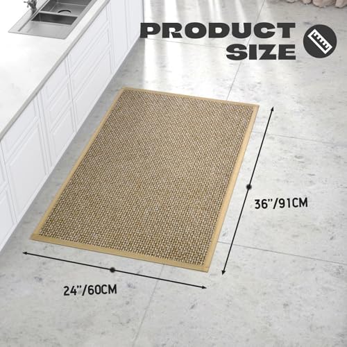 Hargiis Kitchen Rug, Rubber Non Slip Kitchen Rugs Washable, Absorbent Runner Mat for Floor, Machine Washable Standing Mats for in Front of Sink, Door, Laundry, Entryway, Hallway (Brown, 36" × 24") - color: Brown, size: 36" x 24"