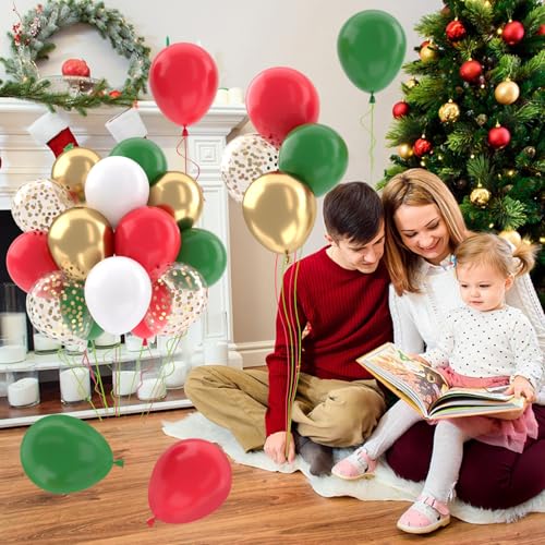 Patimate Red and Green Christmas Balloons Set 50 pcs 12 inch - color: Christmas