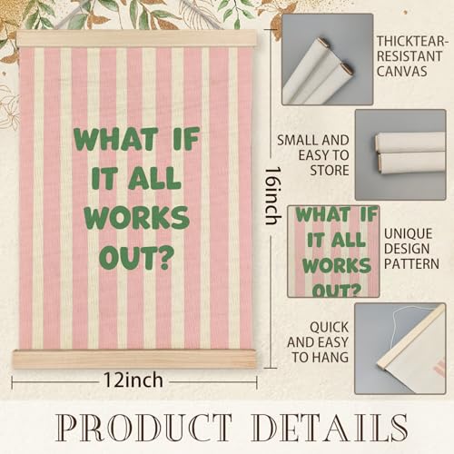 KAOWT Pink Green What If It All Works Out Wall Art Sign, 12x16 Inches - color: Pink Green