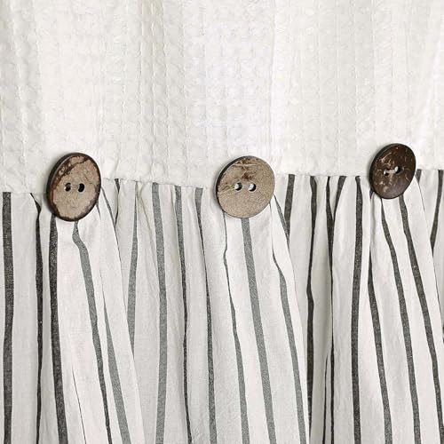 DOSLY IDÉES Farmhouse Rustic Spa Waffle & Cotton Valance, 52x18 Inch - color: Beige & Black Striped, size: 52"W x 18"L (Pack of 1)