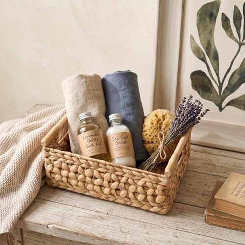 NAYA 16.5" Water Hyacinth Large Wicker Shelf Basket with Handles - size: 16.5"