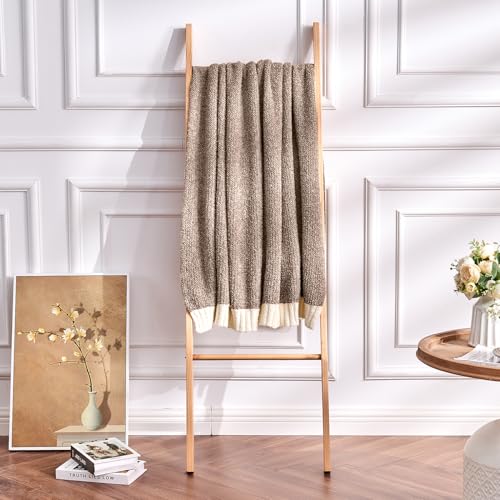 CozeCube Reversible Knitted Throw Blanket, Brown White Melange 50"x60" - color: M-dark Brown, size: 50"x60"