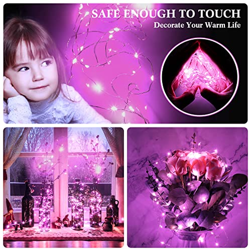 Hortsun 100 Pack Battery Operated Fairy Lights 7 ft 20 LED, Pink - color: Pink Light