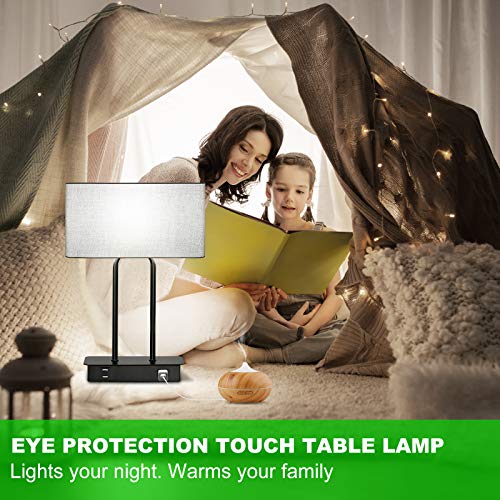 Lakumu Bedside Touch Control Table Lamps, 3 Way Dimmable Nightstand Lamp - color: Gray