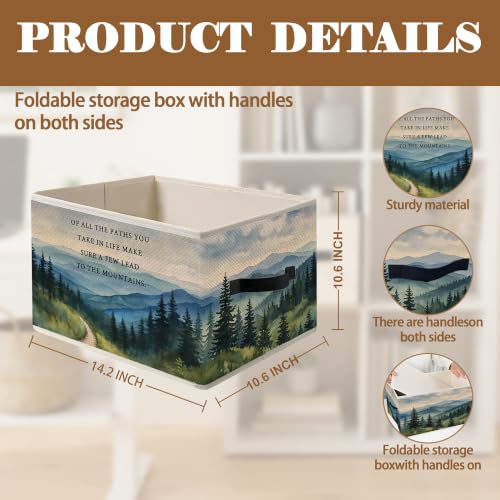 Mountain Nature Forest Inspirational Storage Basket Organizer - color: Mountain