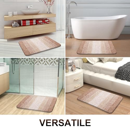 OLANLY Small Bathroom Rugs 24x16, Extra Soft Absorbent Microfiber Bath Rugs - color: Beige, size: 24" X 16"