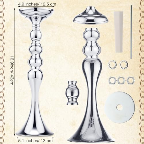 Sadnyy 16 Pcs Silver Metal Flower Vase, 16.9 Inch Wedding Table Centerpiece - color: Silver, size: 16.9 Inch