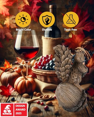 GoGnome Handcrafted Resin Squirrel Figurine on Pinecone - 8'' Woodland Animals Statue for Fall Winter Spring Summer Christmas Decor (Squirrel)