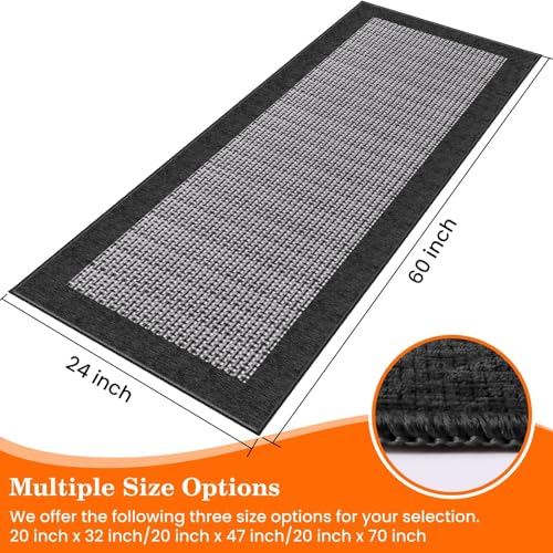 StepRite Kitchen Rugs, Kitchen Mats for Floor, 60"x24" Non-Slip Machine-Washable Kitchen Throw Rug, Absorbent Runner Rugs Office, Sink Standing Desk Mat, Decor Carpet, Black - color: Black, size: 60"x24"