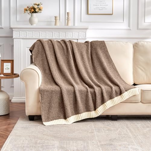 CozeCube Reversible Knitted Throw Blanket, Brown White Melange 50"x60" - color: M-dark Brown, size: 50"x60"