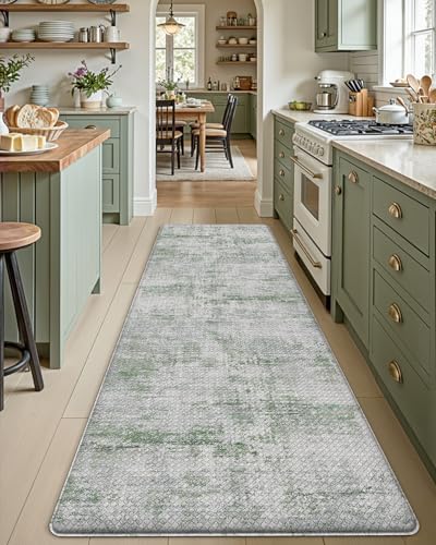 DEXI Kitchen Floor Mats Cushioned Anti Fatigue Runner Rug 23x86 Green - color: Green, size: 86"L x 23"W x 0.4"Th